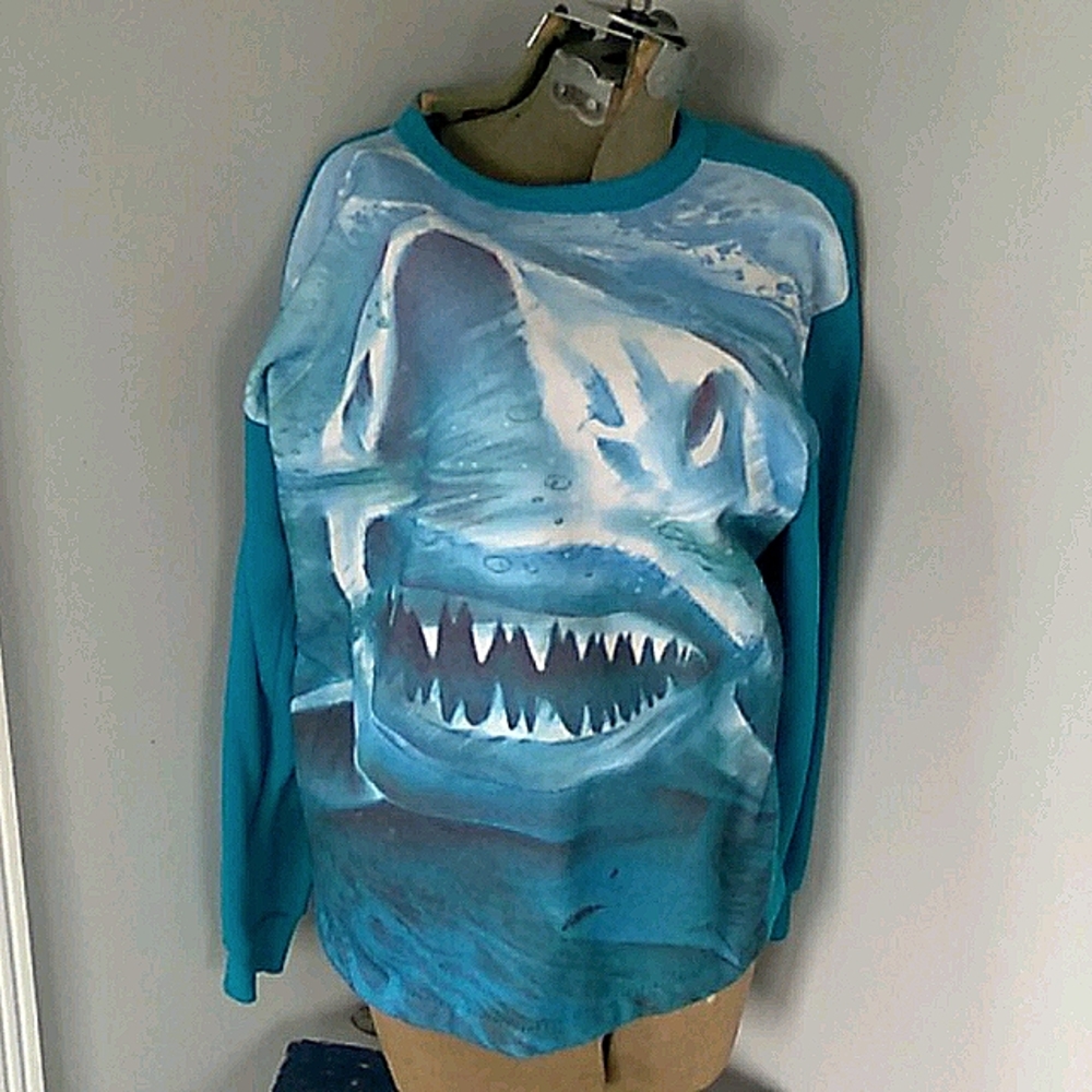 VTG 90S SHARK USA MADE SWEATSHIRT MENS L